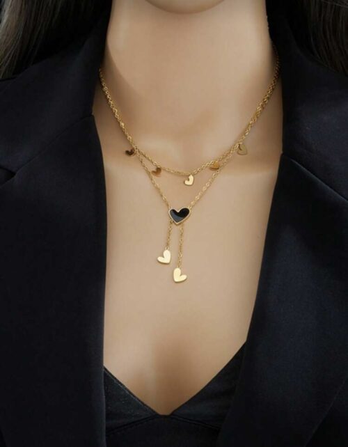 COLLAR MULTICORAZON DORADO